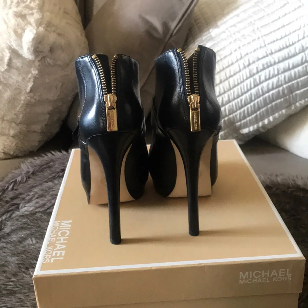 Black Michael Kors Peep Toe Bootie - Picture 5 of 10